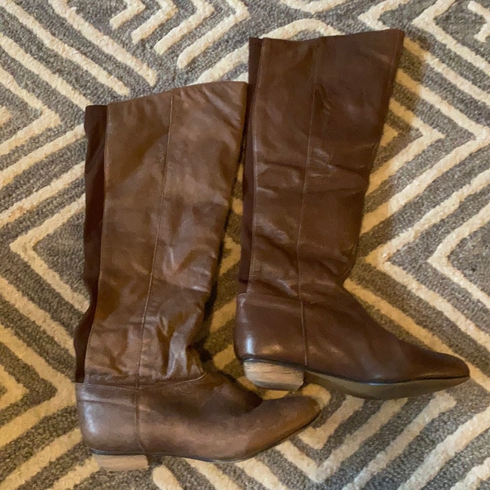 Brown leather boots